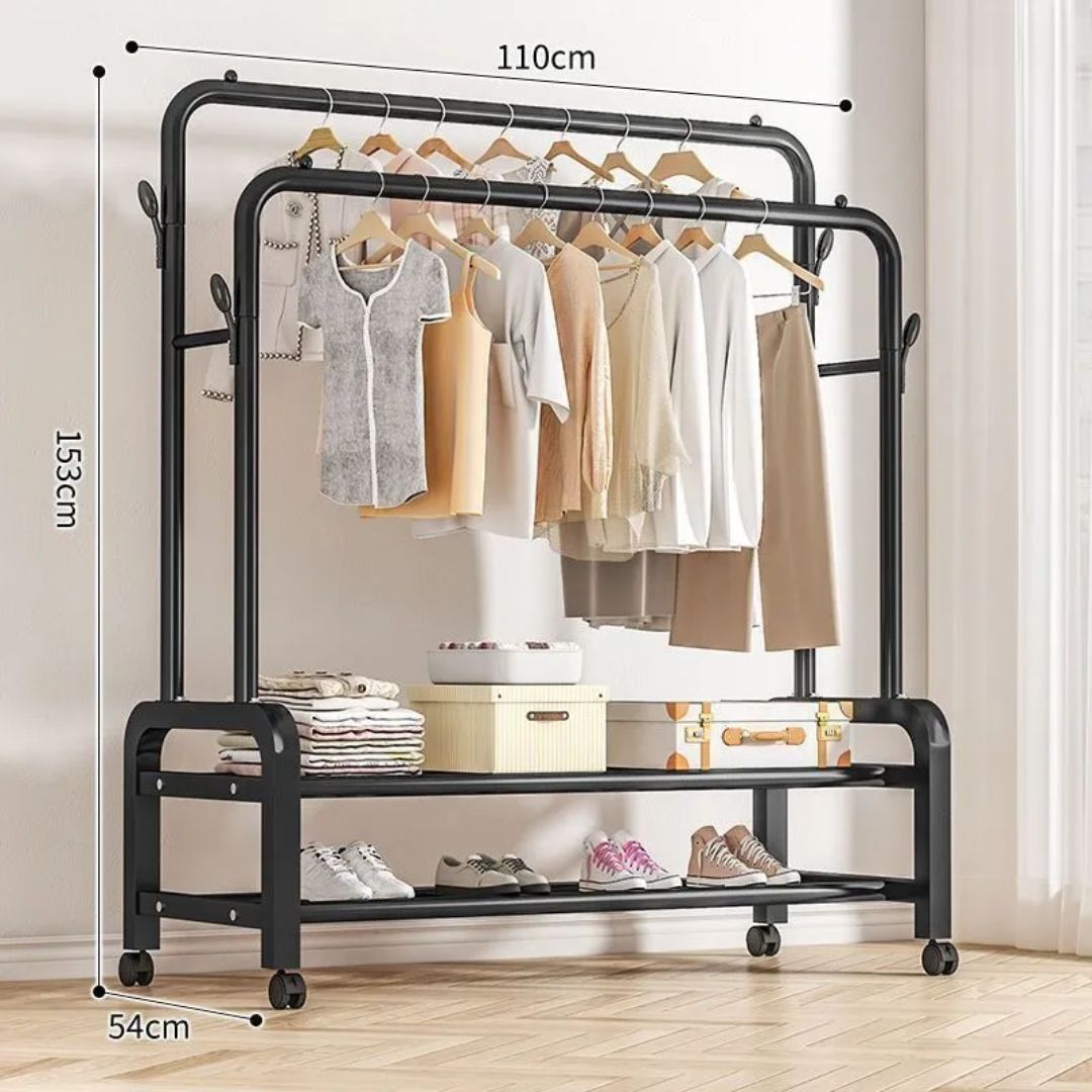 Zapatero Metálico Con Dos Barras Y Ruedas - Fácil montaje - ¡Precio Único Limitado!