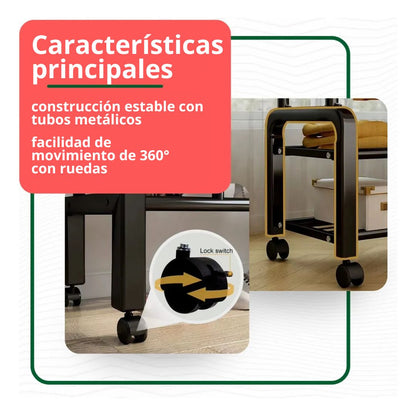 Zapatero Metálico Con Dos Barras Y Ruedas - Fácil montaje - ¡Precio Único Limitado!